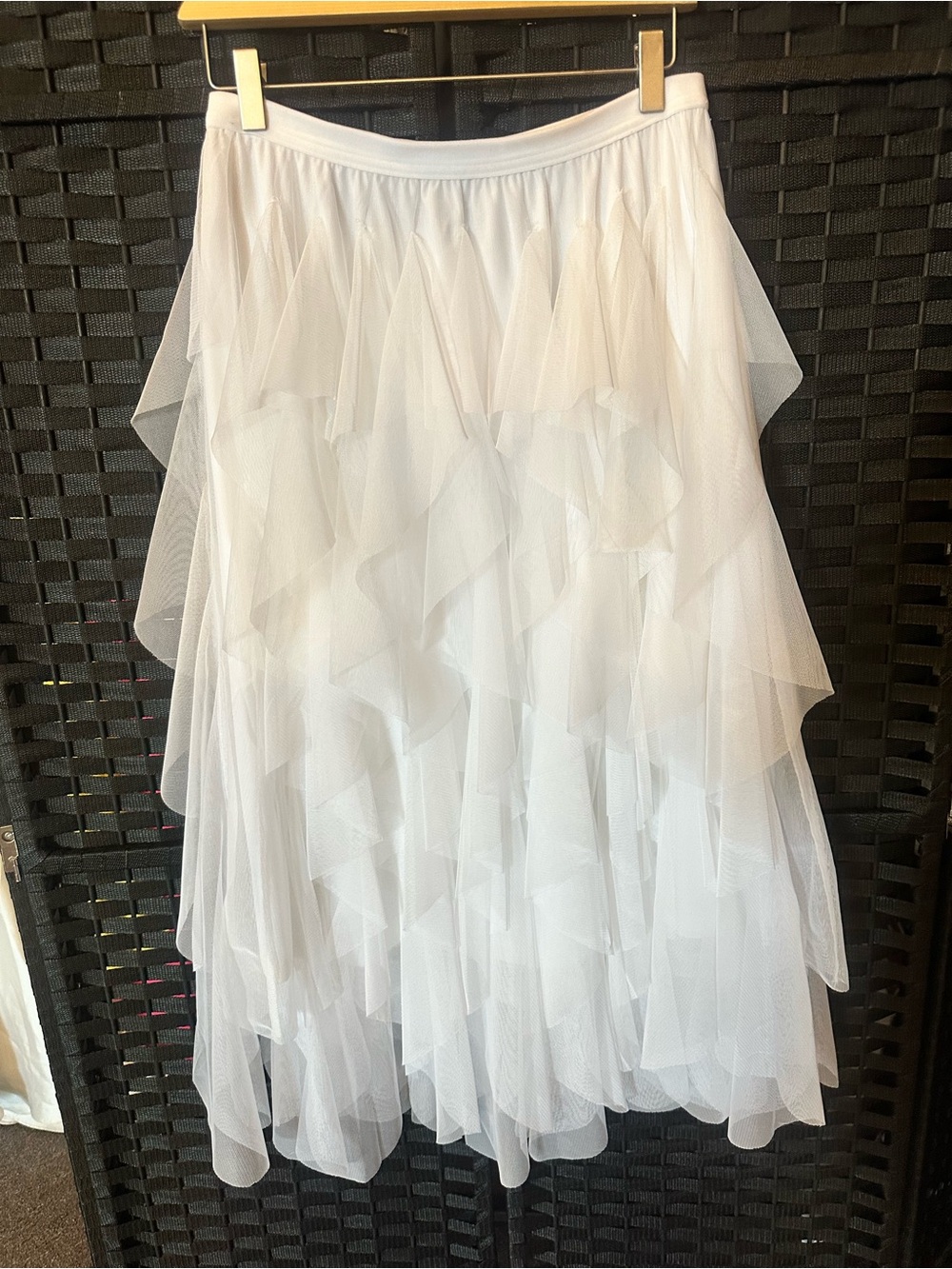 Versona White Layered Tulle Maxi Skirt
